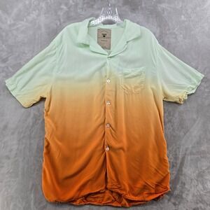 OAS The Cuba Shirt Mens Large Green Orange Ombre Viscose Short Sleeve Button Up